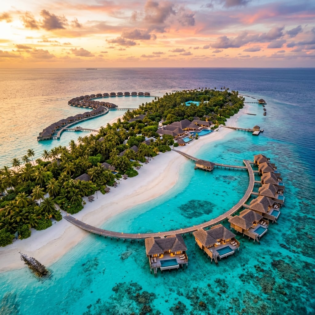 Beautiful tropical island resort in Maldives